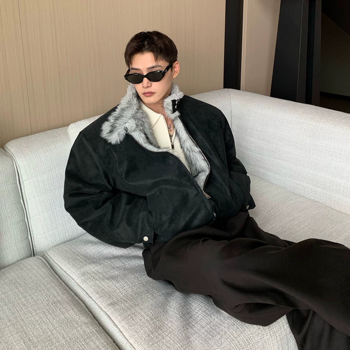 Nep Bont PU Leren Fleece Jas 