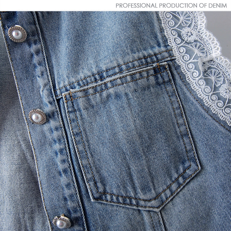 Blondekant Rund Hals Denim 