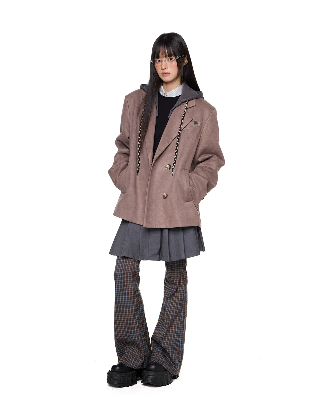 Suedes hoodie-lös passform jacka 