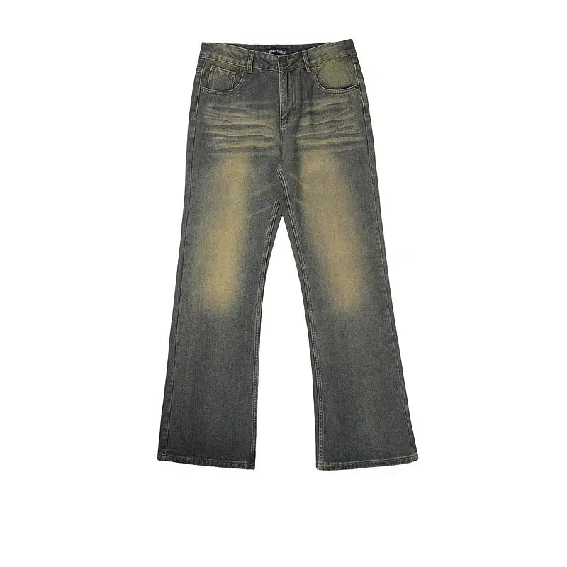 Washed Flared Straight-leg Jeans