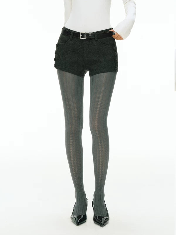 Pantaloni corti in misto lana a vita alta 