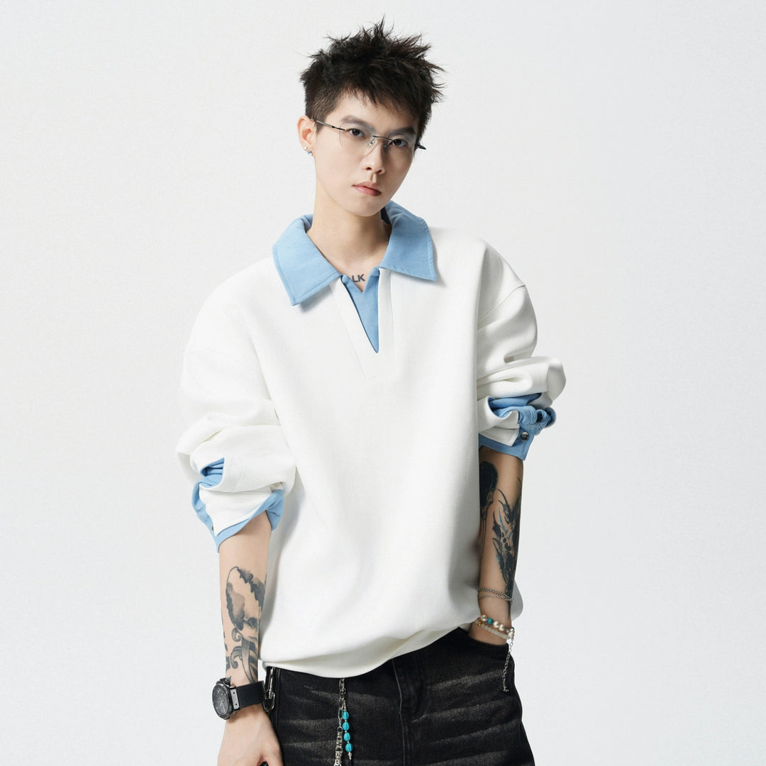 Retro polo krave løs pasform sweatshirt 