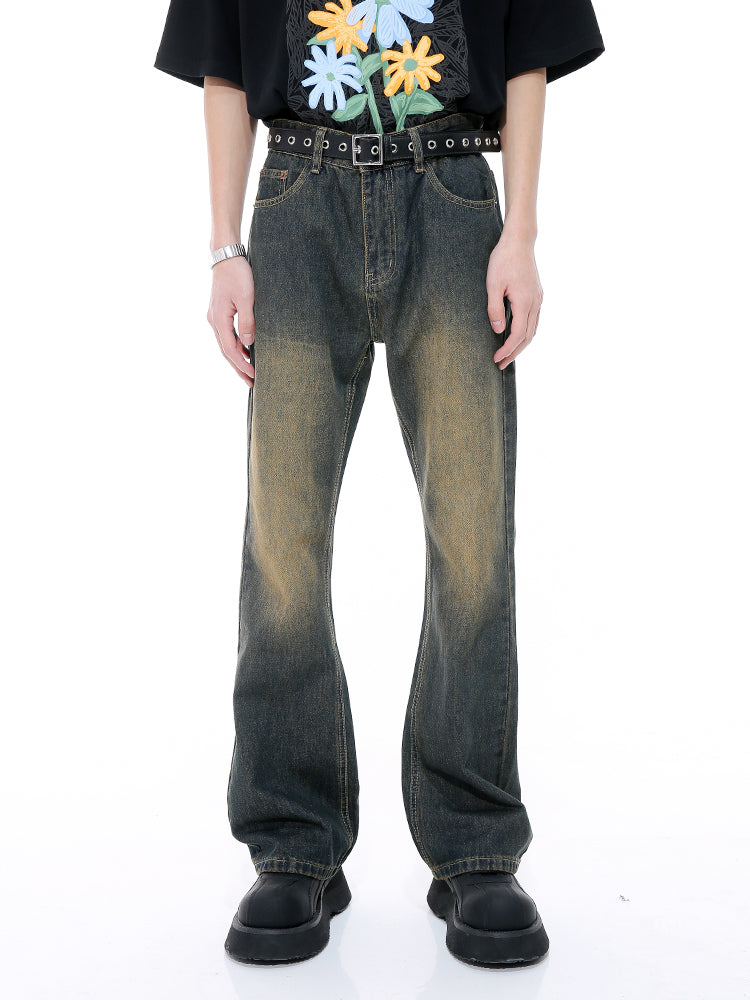 Retro Flared Distressed Mid-Waist Jeans