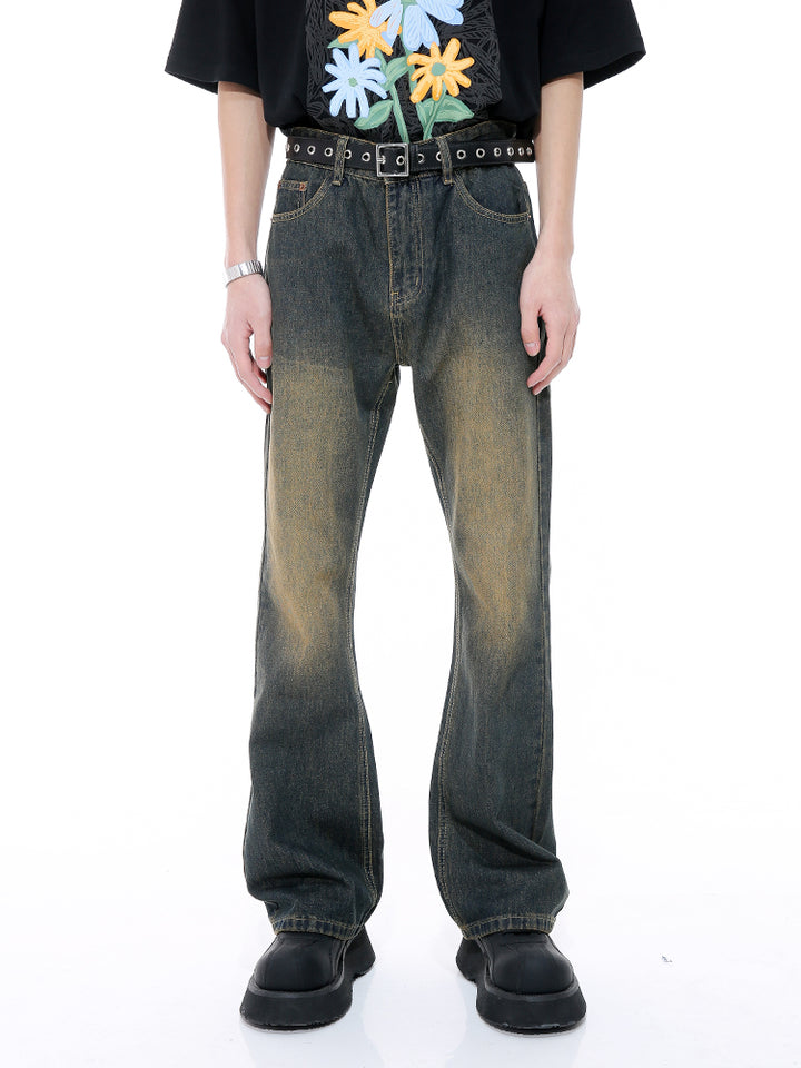 Retro Flared Distressed Mid-Waist Jeans