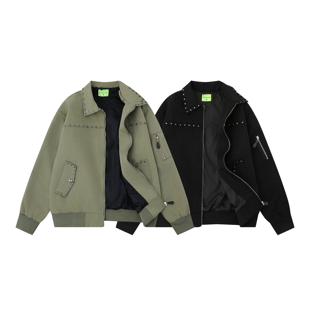 Lapel Rivet Retro Casual Jacket