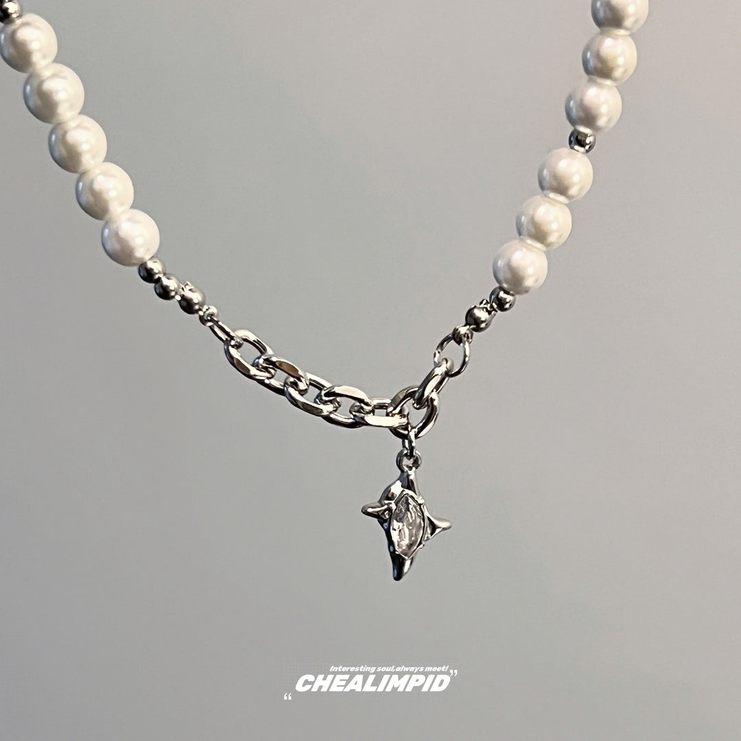 Pearl Titanium Steel Clavicle Necklace