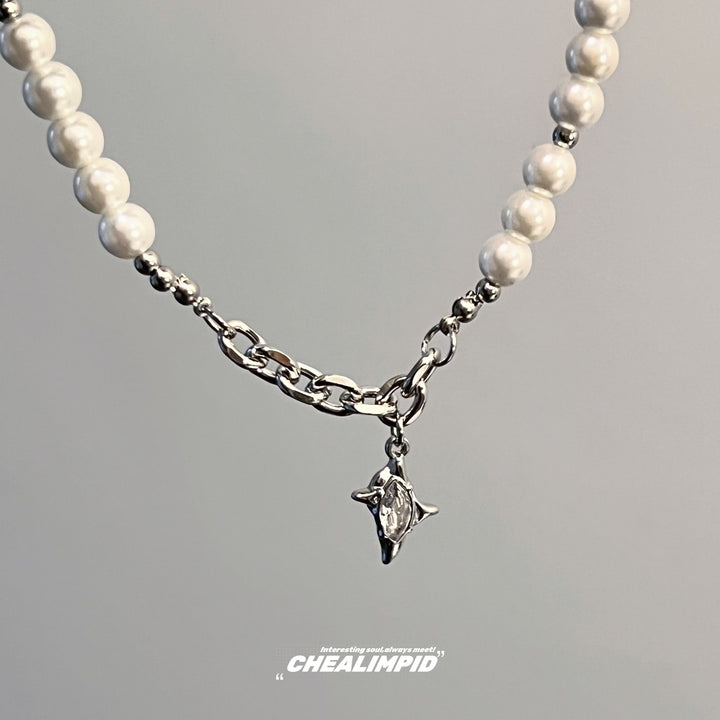 Pearl Titanium Steel Clavicle Necklace