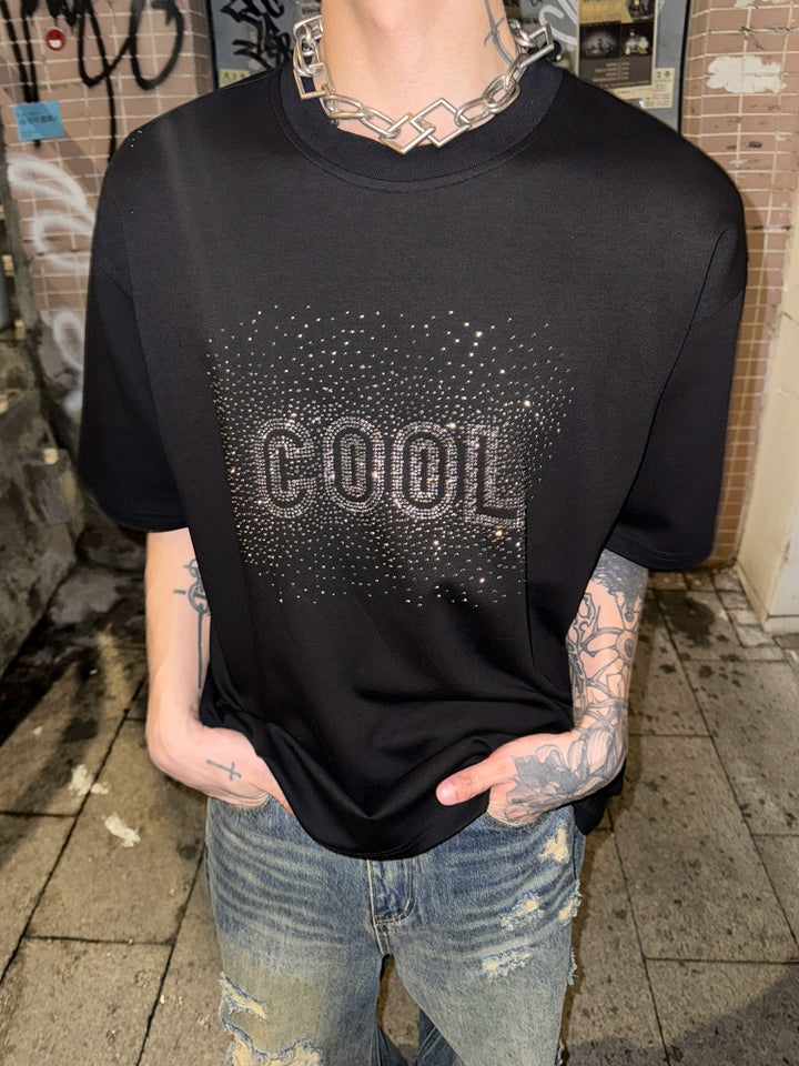 Loose Fit Short Sleeve Rhinestone T-Shirt