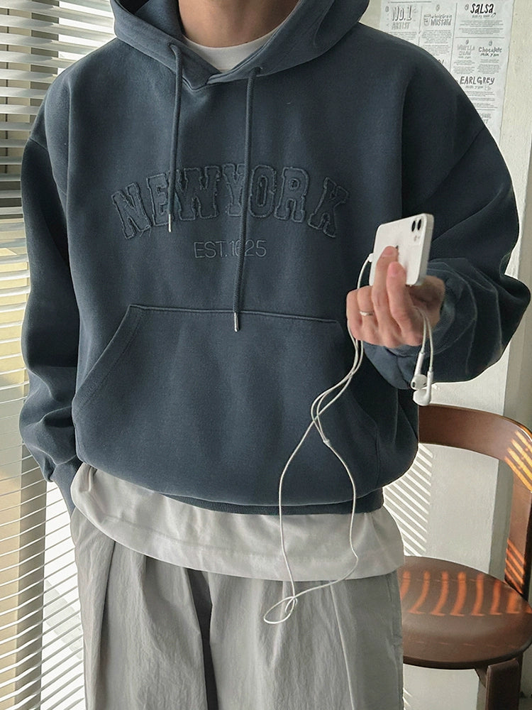 Harf Nakışlı Bol Kapüşonlu Sweatshirt 
