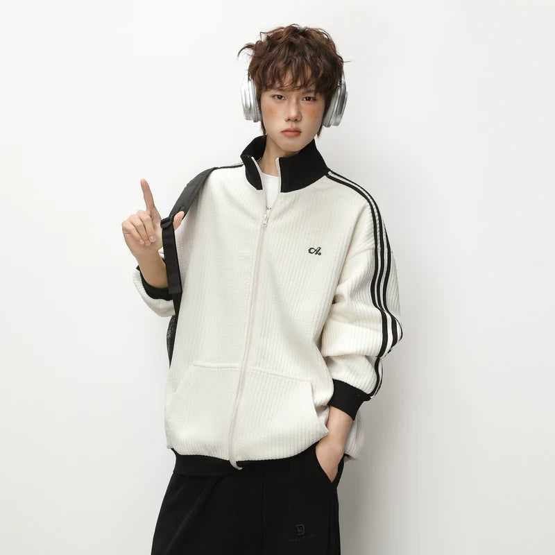 Veste à col montant zippée Retro à trois bandes 