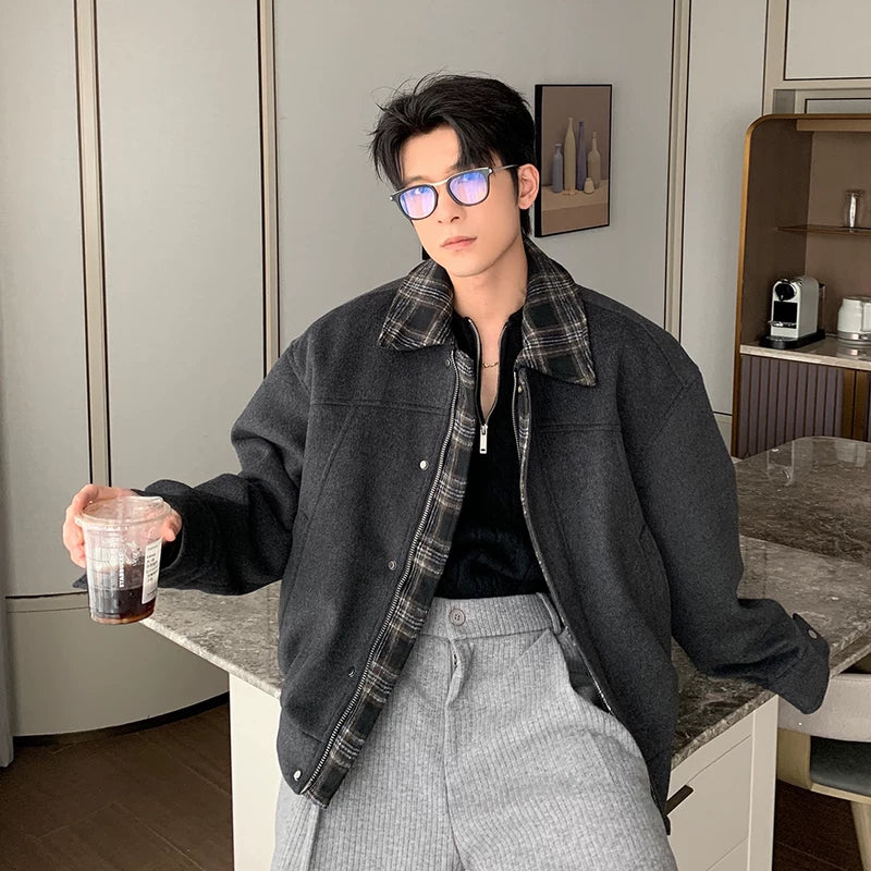 Wool Lapel Insulated Cotton-Padded Jacket