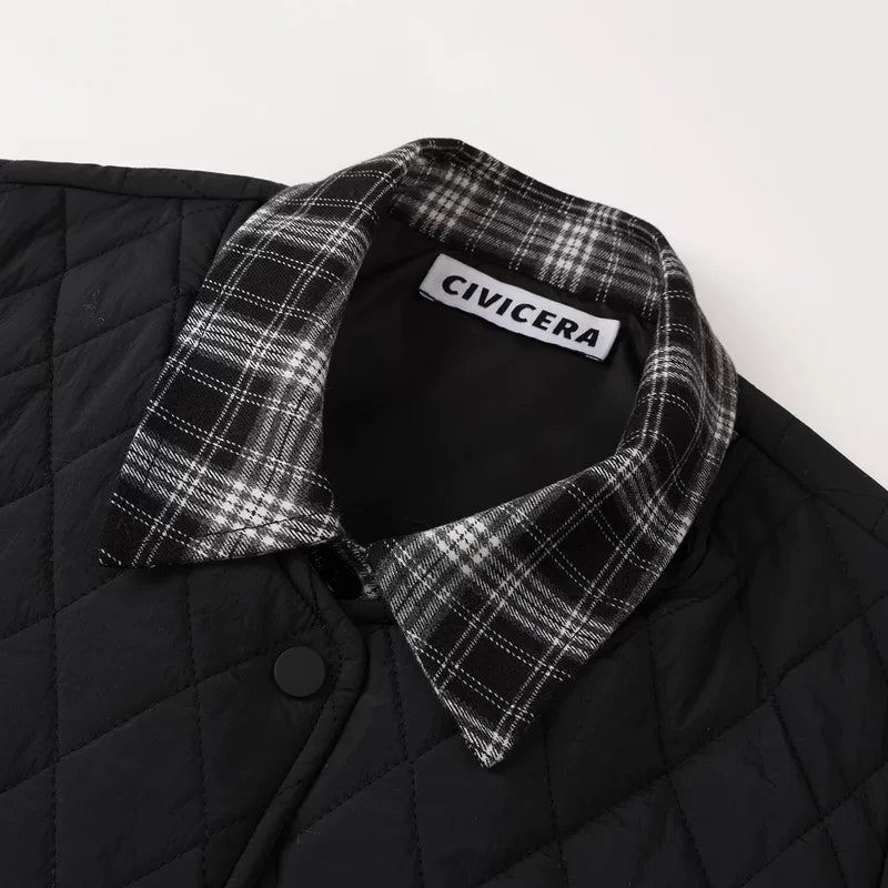 Plaid Patchwork Quilted Cotton Loose Coat