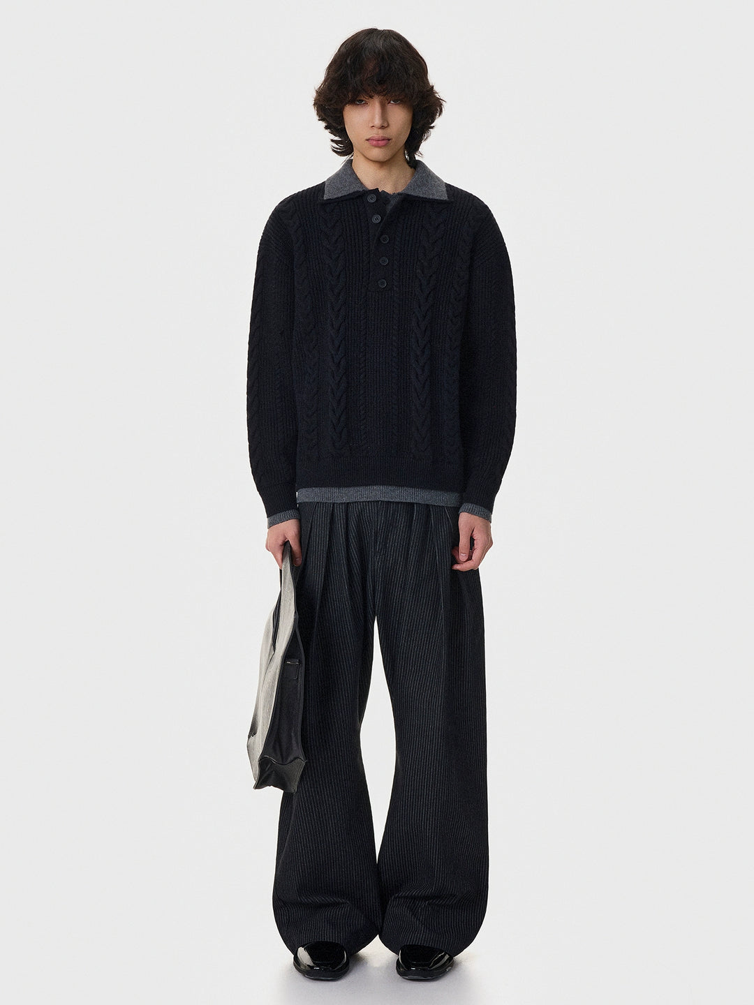 Cable Knit Double-Layer Lapel Cardigan