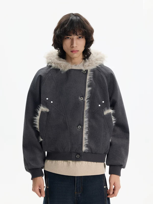 Faux Fur Foret Lined Suede Vinterjakke 