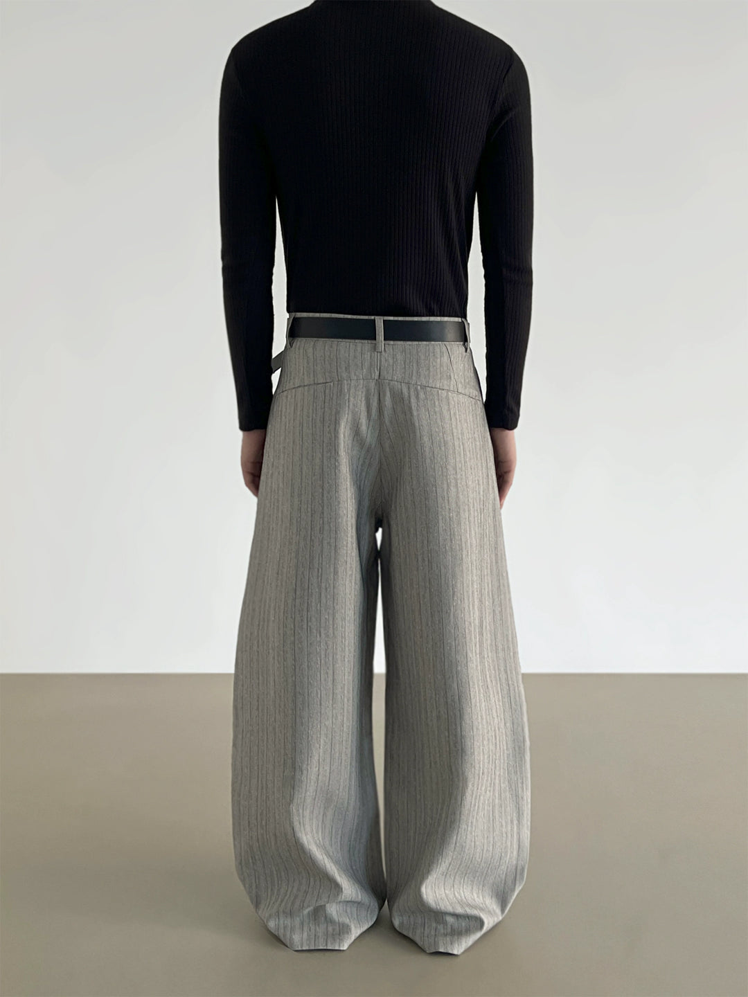 Pinstripe Wide Leg Casual Pants