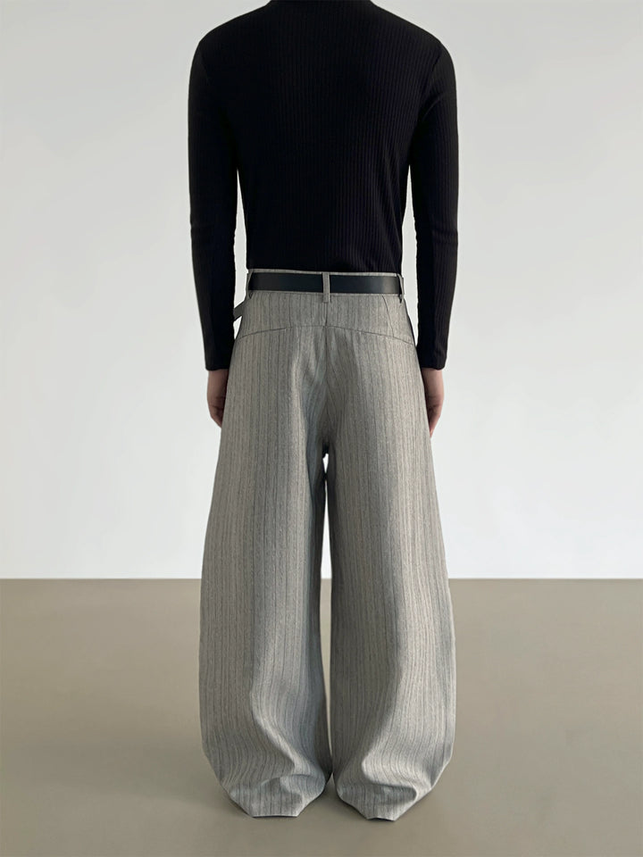 Pinstripe Wide Leg Casual Pants
