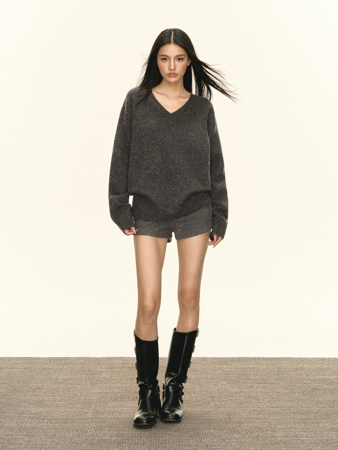 Pull en maille à col en V 