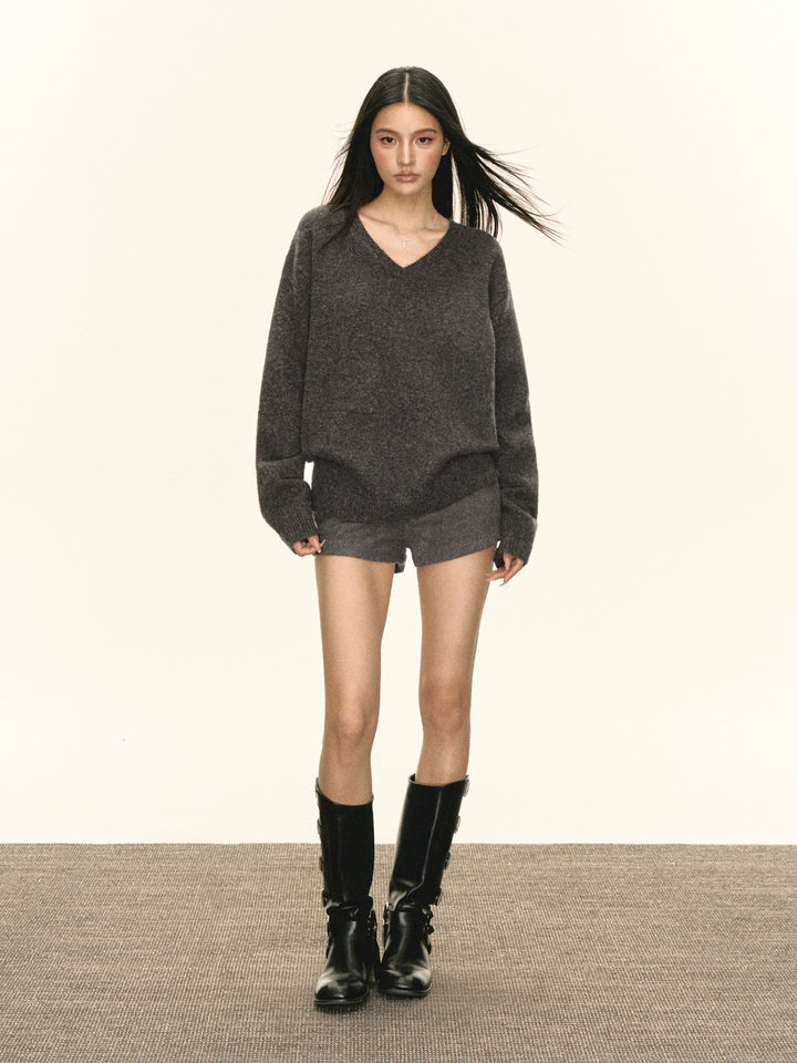 Pull en maille à col en V 