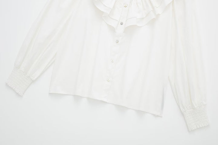 Layered Ruffle Long Sleeve Poplin Shirt