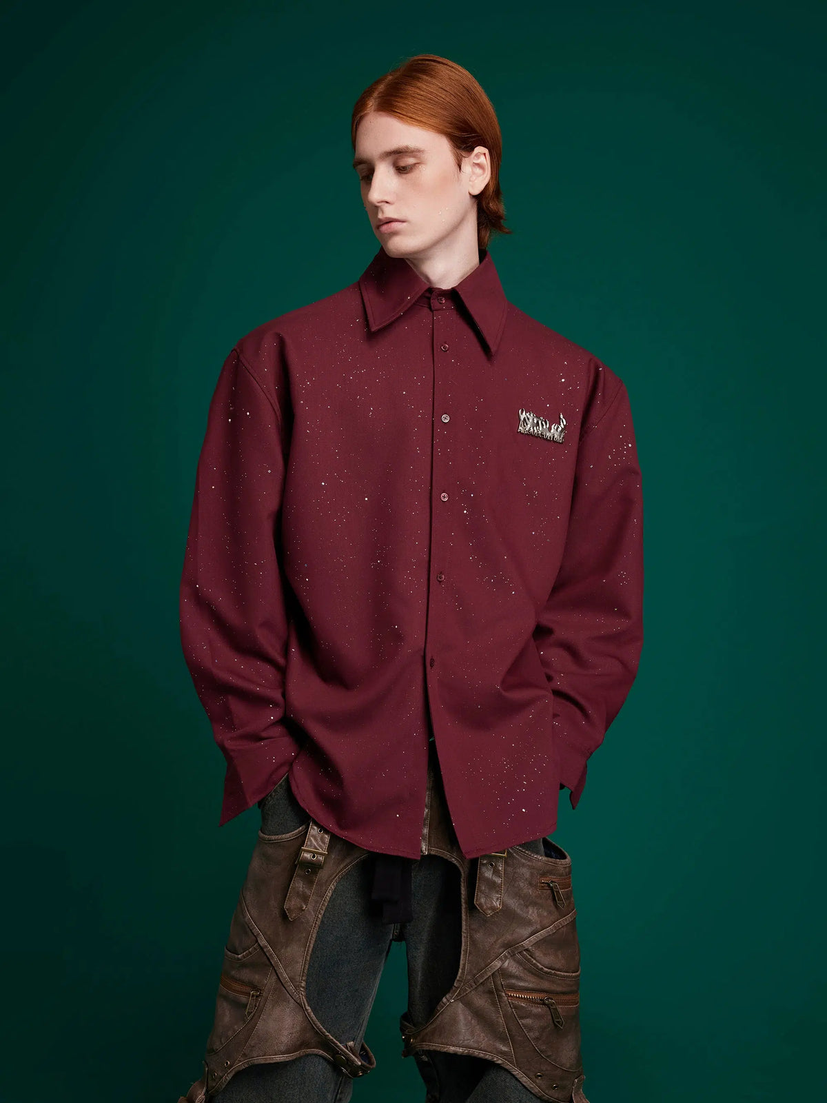 Metallic Detail Long-Sleeve Shirt