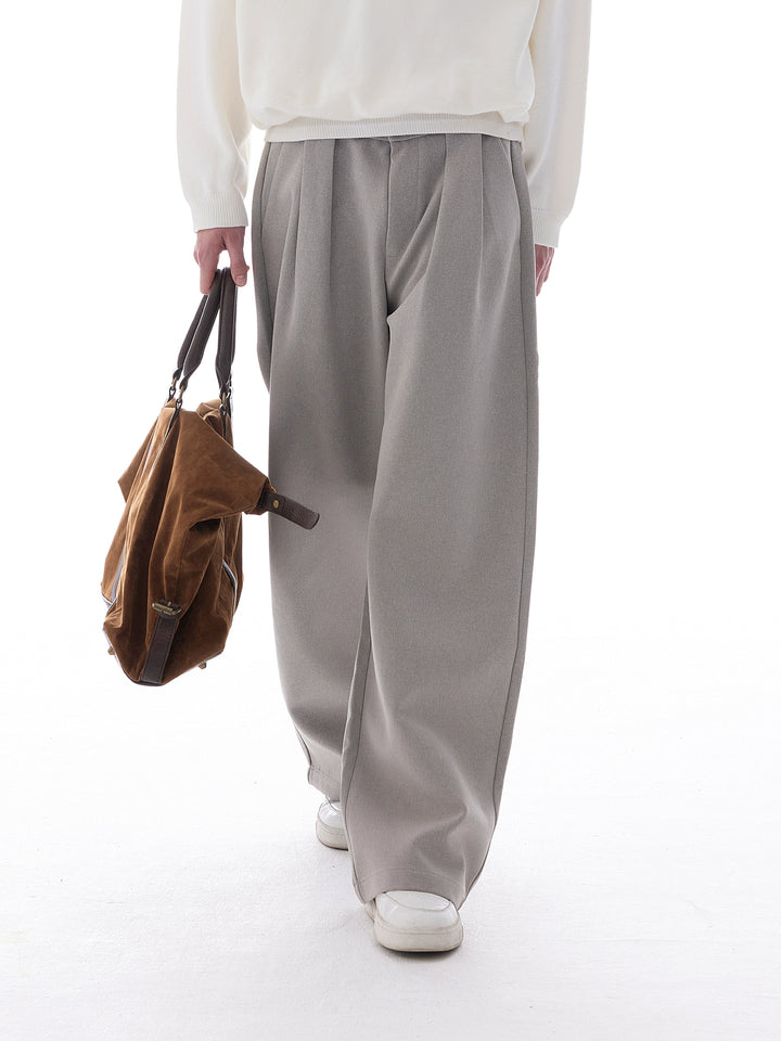 Wide-Leg Belted Casual Pants