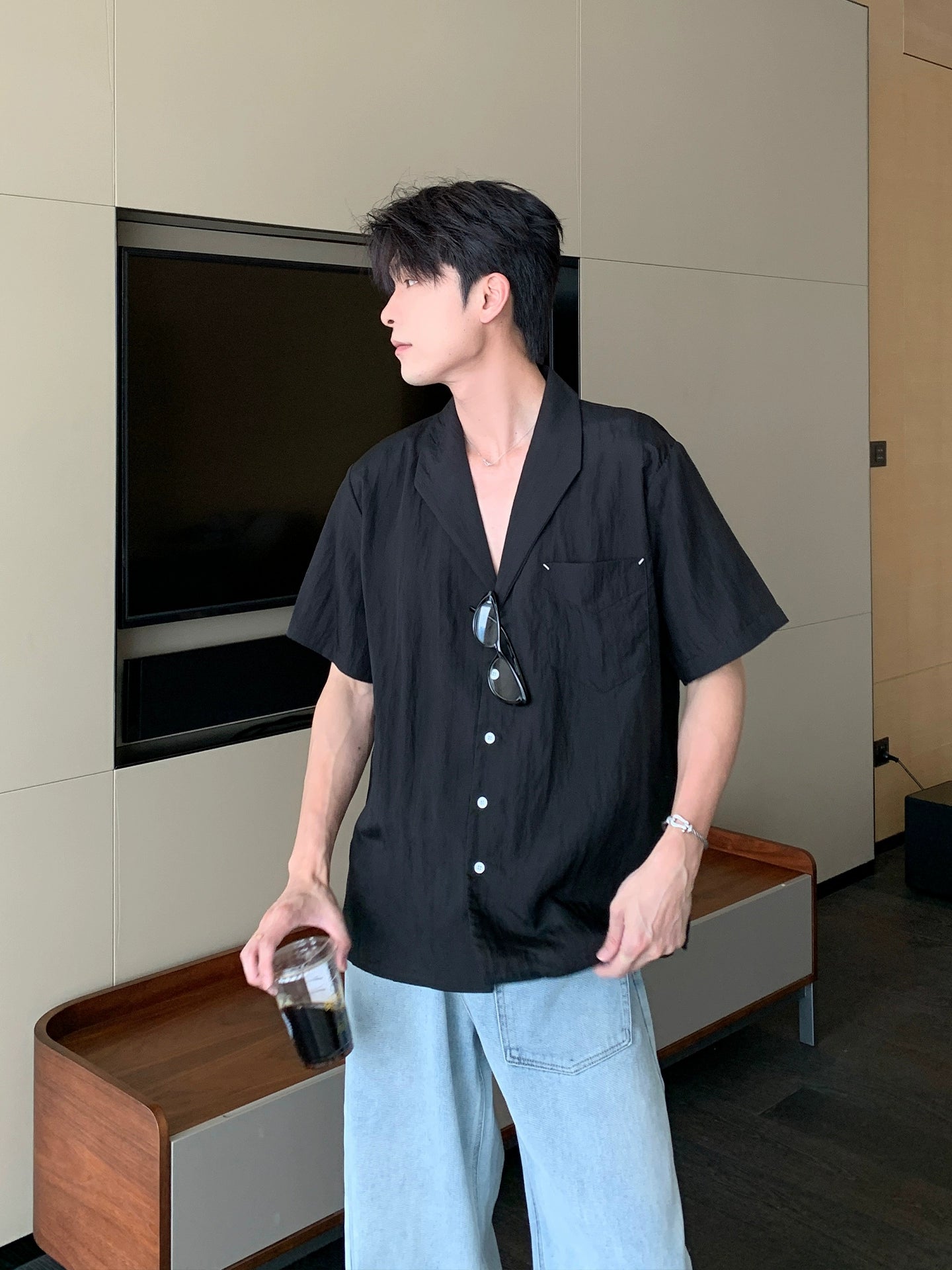 テンセルキューバンカラーショートスリーブシャツ 