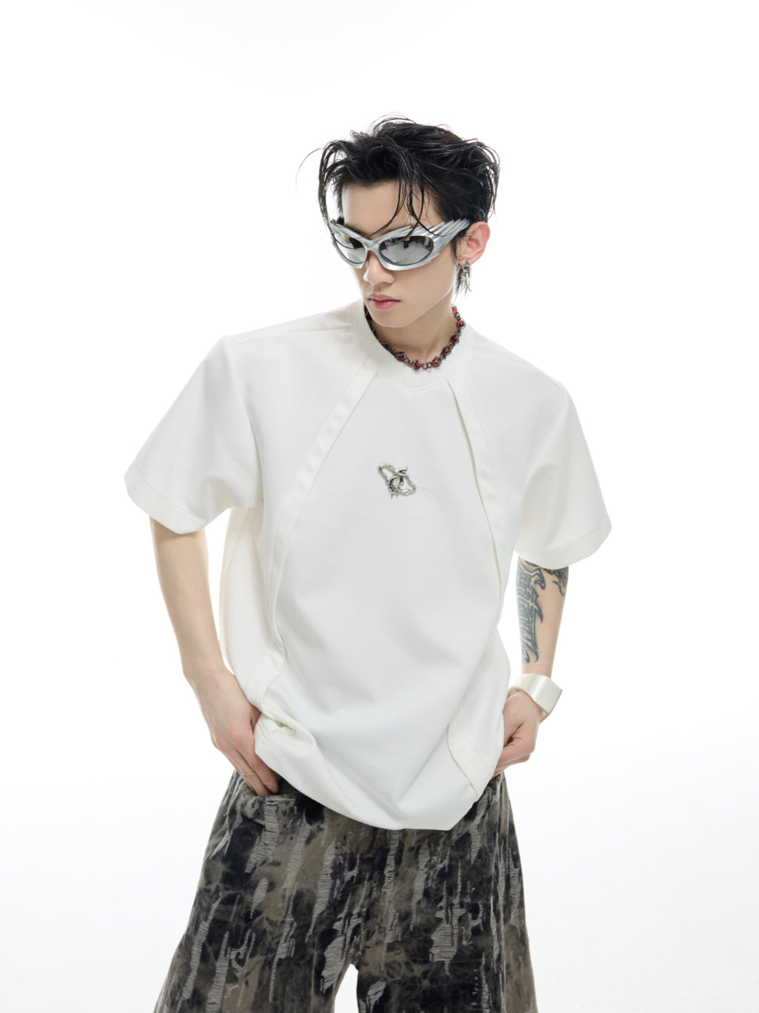 Boxy Fit Deconstructed Logo T-shirt