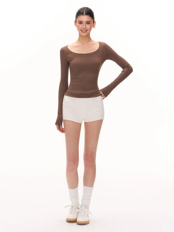 Slim Fit Scoop Neck Long Sleeve Top