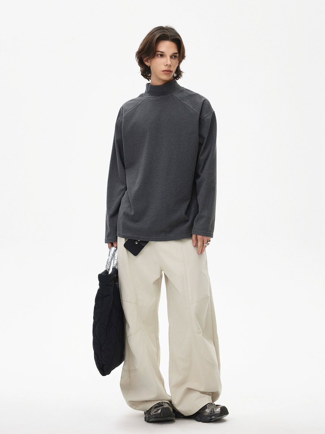 Velvet Mock Neck Long Sleeve Pullover