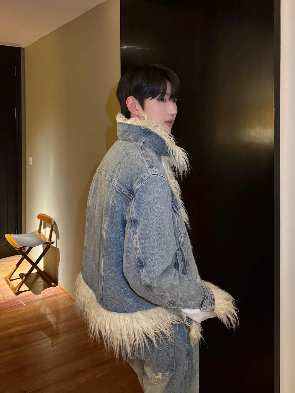 Fur-trimmed Denim Jacket