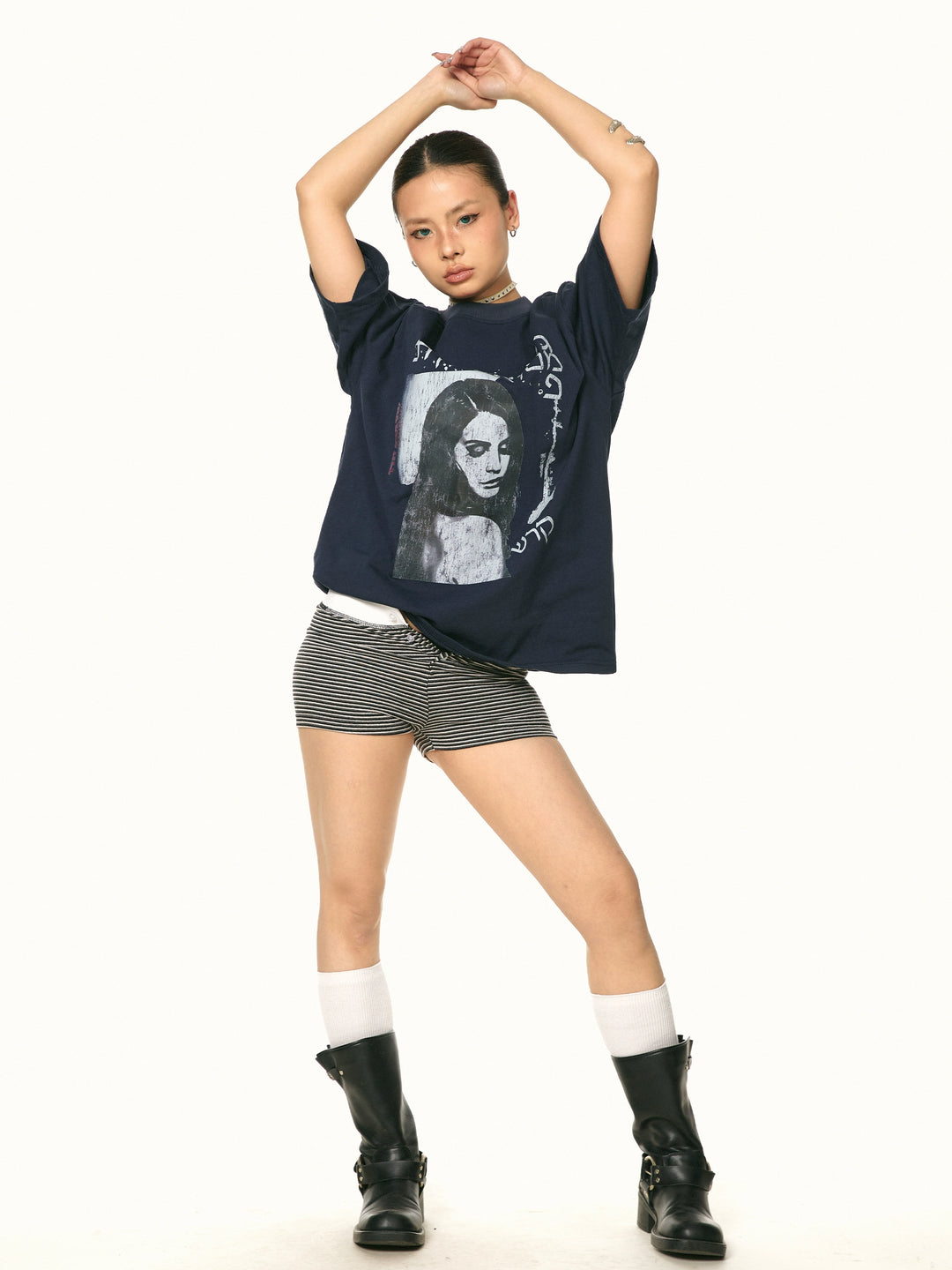 Retro Portrait Print Loose T-Shirt