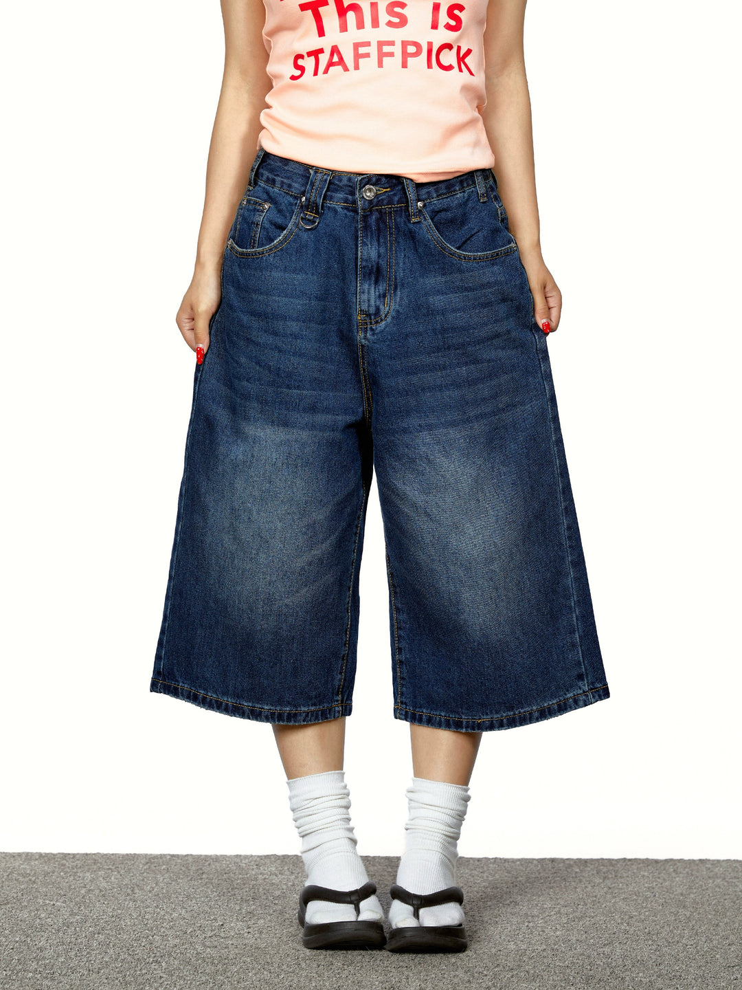 Wide-Leg Cropped Denim Pants