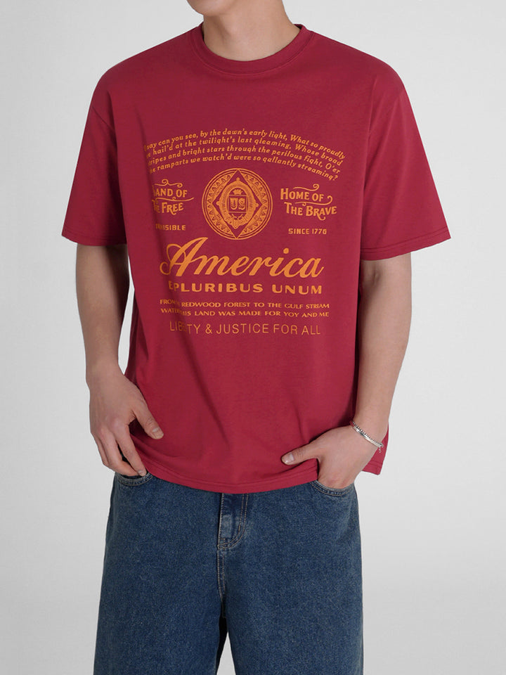 Round Neck Letter Print T-shirt