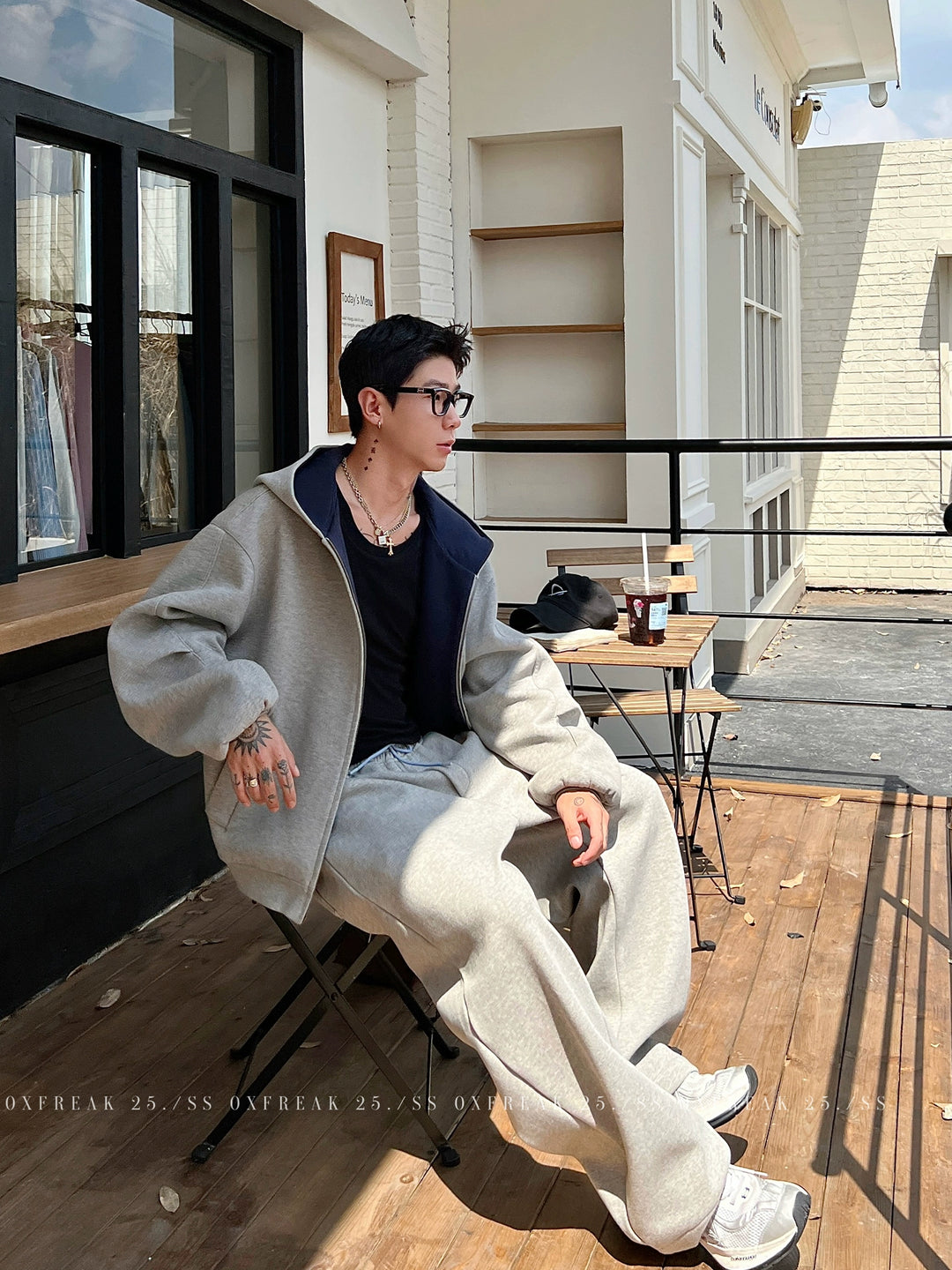 Hooded Sweatshirt and Wide-Leg Pants