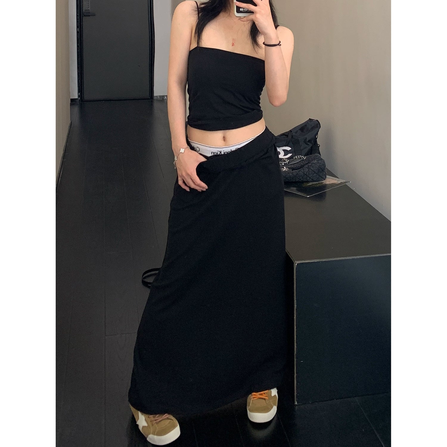 ルーズカジュアルドレープスカートパンツ 