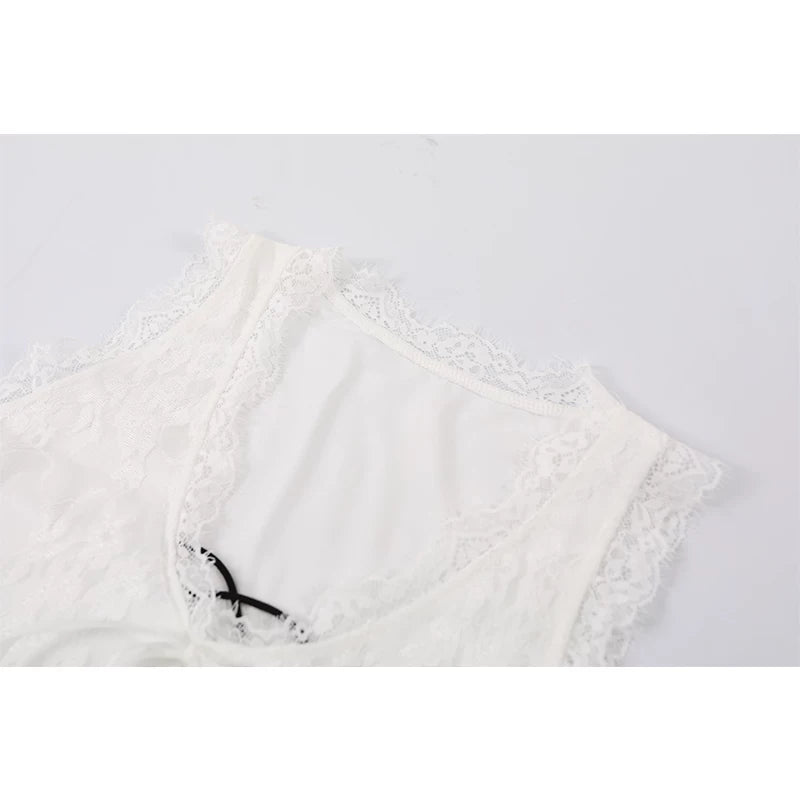 Peplum Hem Lace Tank Top