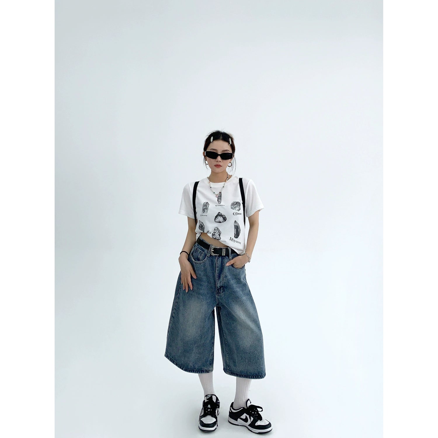 Wide Leg Cropped Denim Pants