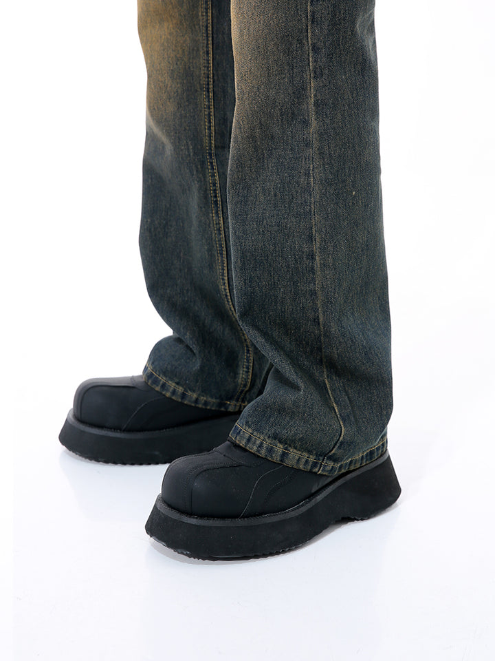 Retro Flared Distressed Mid-Waist Jeans
