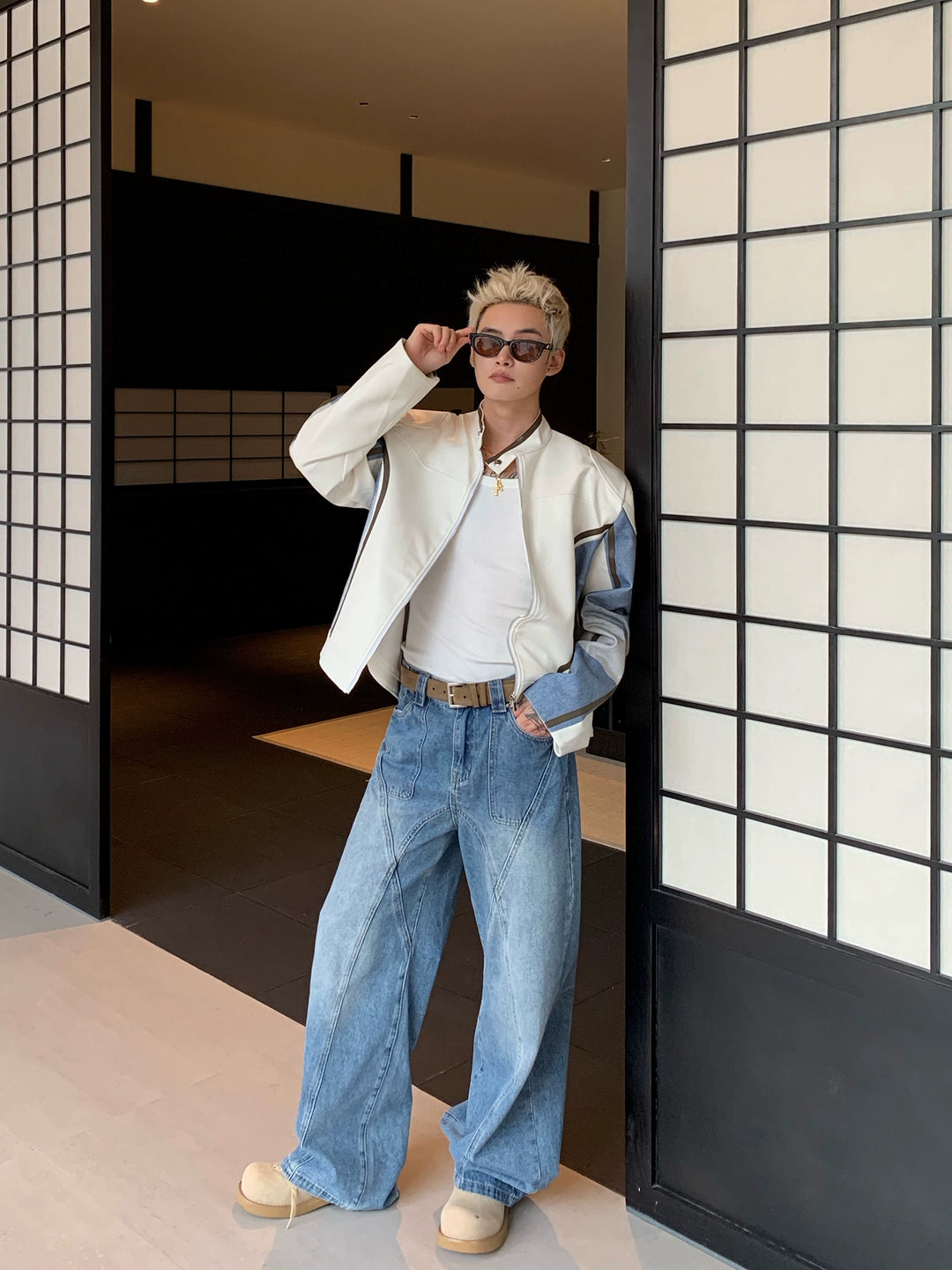 Distressed Deconstructed Straight Pants