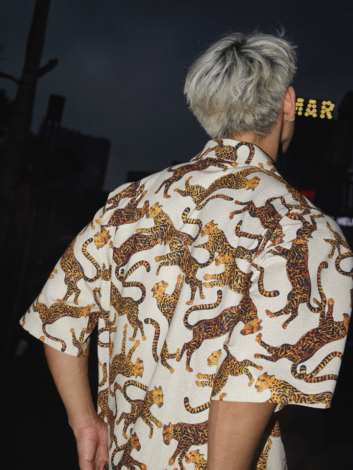 Leopard Print Cuban Collar Hawaiian Shirt