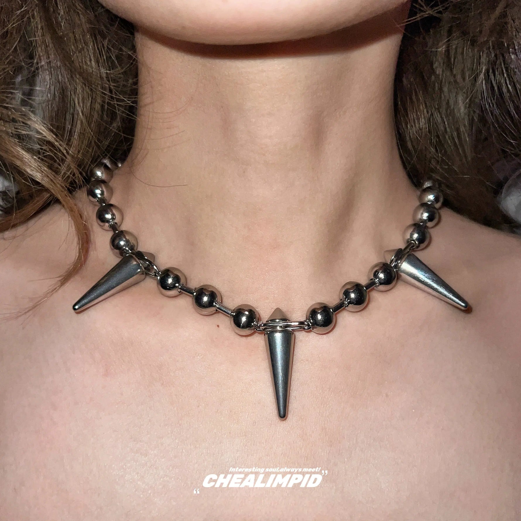 Titanium Steel Rivet Bead Necklace