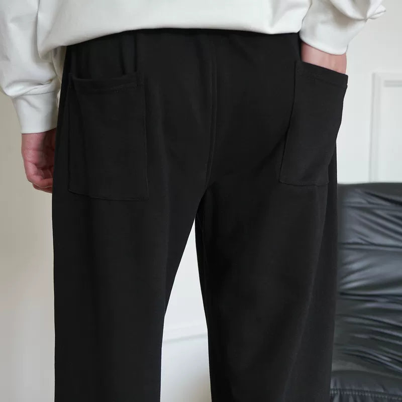 بنطلونات واسعة الساق غير رسمية مغسولة ومشطوبة 