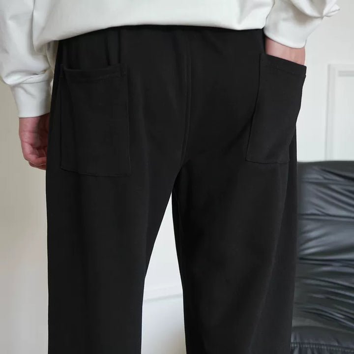 بنطلونات واسعة الساق غير رسمية مغسولة ومشطوبة 