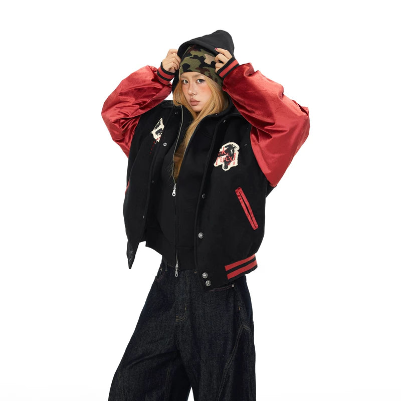 Embroidered Patchwork Baseball Jacket