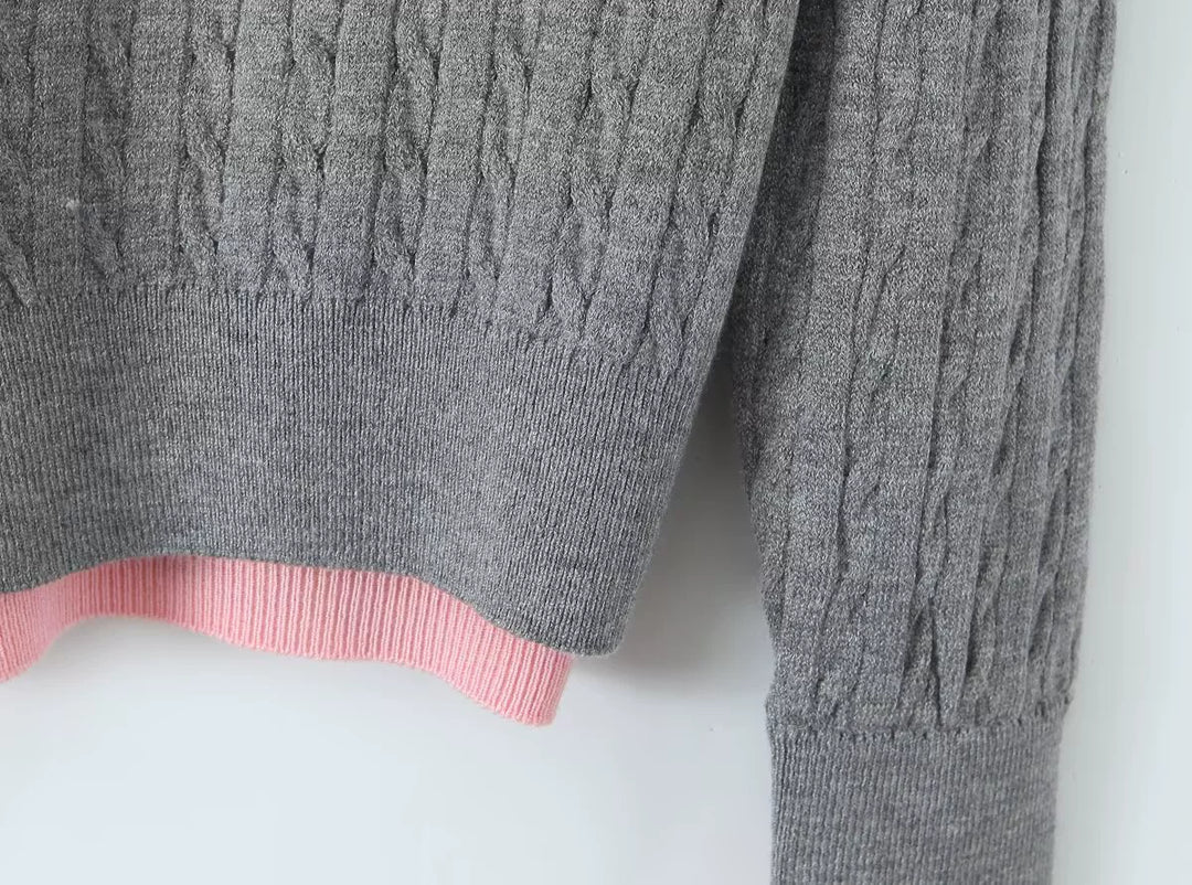 Lapel Cable Knit Cardigan