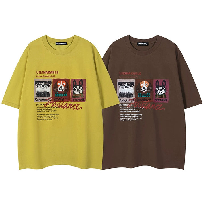 T-shirt a manica corta con stampa di cucciolo dei cartoni animati 