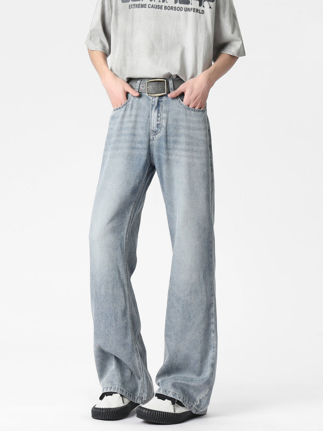Asymmetrical Wide-Leg Flared Jeans