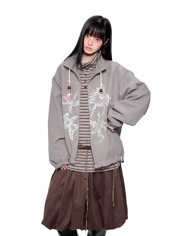 Giacca casual con colletto a stand e stampa a motivi 