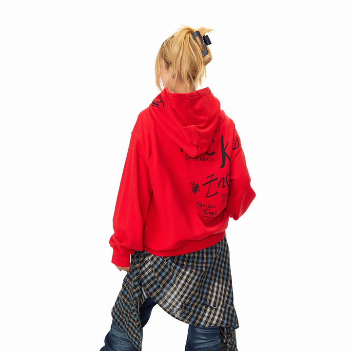 Portrait Print Hooded Zip Sweatshirt