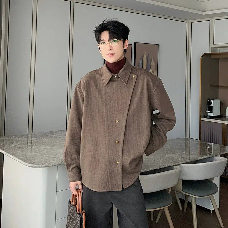 Long-Sleeve Woolen Shirt